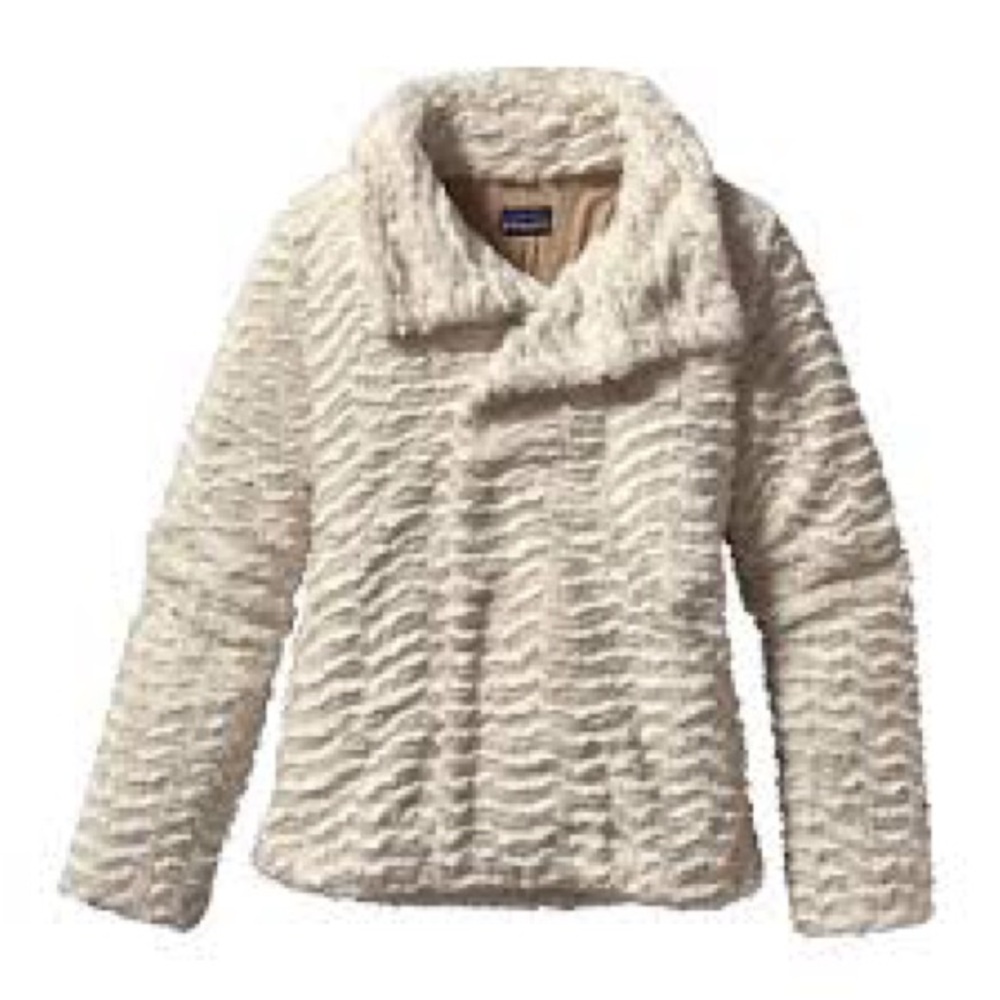 Patagonia women’s size Large Pelange Cozy Cream Textured Jacket - Picture 2 of 9